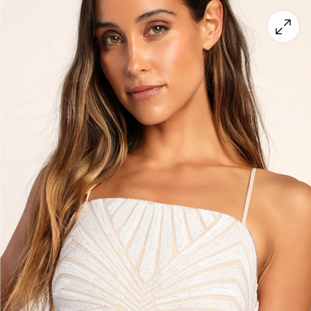 Lulu's Lost In Your Eyes White Sequin Bodycon Mini Dress -NWT - Picture 8 of 9